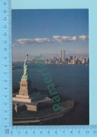 New York USA  - Statue De La Liberté & WTC Twin Tower At Back  - Carte Postale Postcard  -2 Scans - Statue Of Liberty