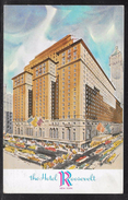 USA - New York - Hotel Roosevelt - Artist Drawn Colour View - Posted 1963 - Bars, Hotels & Restaurants