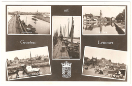 Groeten Uit Lemmer - Panorama - Het Dok - Reddingsboot Centrum - Uitgave A. Noppert - Echte Fotografie - Lemmer