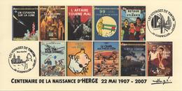 FRANCE 2007 N°88 Albums Fictifs + 2 Cachets Premier Jour FDC TINTIN KUIFJE TIM HERGE GUEBWILLER - Hergé