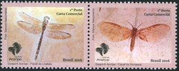 BRAZIL 2016  -  ARARIPE  GEOPARK   -  DRAGONFLY  FOSSIL   2v   MNH - Nuevos