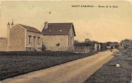 77 - SEINE ET MARNE / Saint Fargeau - Route De La Gare - Belle Carte Toilée Et Colorisée - Saint Fargeau Ponthierry