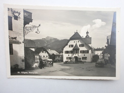 Postcard St Gilgen Postplatz Animated Old Cars & People Ref B1357 - St. Gilgen