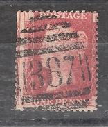 GB, Victoria, Yvert N° 26 , 1 Penny Rouge, PIQUAGE A CHEVAL Obl Planche / Plate 196   Obl Chiffres " 367 "  ,TB, - Used Stamps