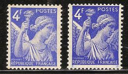 France Variété N° 656 ** Variété De Couleur, Point De Rouille Sur Timbre De Gauche - Unused Stamps