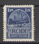 EGEO 1929 PITTORICA DENT. 11 1,25 LIRE * GOMMA ORIGINALE - Ägäis (Aut. Reg.)