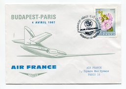 N - HONGRIE - AIR FRANCE - BUDAPEST - PARIS Le 4 Avril 1967 - Paris-Orly Au Verso - Scan - Cartas & Documentos