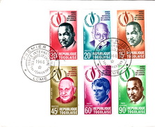 REPUBLIQUE TOGOLAISE COVER FDC 1 02 1969 - ANNEE INTERNATIONALE DE DROITS DE L'HOMME- LUTHER KING JEAN XXII...  /R169 - Togo (1960-...)