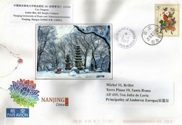 Entier Postal . Nanjing Zhan Garden (l'hiver),  Adressé ANDORRA, Avec Timbre à Date Arrivée - Enveloppes