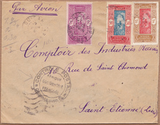 16816# DAHOMEY LETTRE CENSURE CONTROLE POSTAL COMMISION G PAR AVION Obl COTONOU 1941 OUIDAH ST ETIENNE LOIRE - Covers & Documents