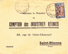 16818# CAMEROUN N° 83 SEUL / LETTRE Obl DOUALA YAOUNDE CAMEROUN 1938 AMBULANT ST ETIENNE LOIRE Cote 100&euro; - Covers & Documents
