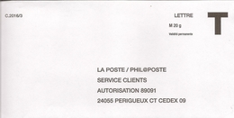 Enveloppe T La Poste/philaposte Validité Permanente 20gr - Cartes/Enveloppes Réponse T