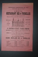 Ancienne Brochure Spéciale Restaurant Des 4 Tourelles Esplanade Des Invalides Exposition Universelle 1889 - Reclame