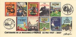 FRANCE 2007 N°91 Albums Fictifs + 2 Cachets Premier Jour FDC TINTIN KUIFJE TIM HERGE GUEBWILLER - Hergé