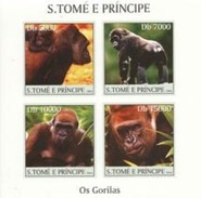 S. Tomè 2004, Animals, Gorillas, 4val In BF IMPERFORATED - Gorilas