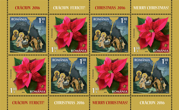 ROMANIA 2016 / Christmas / Bloc With 8 Stamps (4 Sets) - Nuovi