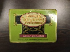 VINTAGE TIN BOX TOBACCO ABDULLA " IMPERIAL PREFERENCE " LONDON ADVERTISING - Tabaksdozen (leeg)