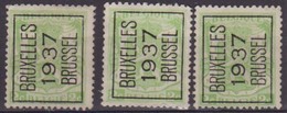 België/Belgique  Preo Typo 3x N°321A. - Sobreimpresos 1929-37 (Leon Heraldico)