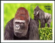 LIBERIA 2001** - Gorilla - Block MNH Come Da Scansione - Gorillas