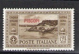 EGEO PISCOPI 1932 GARIBALDI 1,75+25 C ** MNH - Egée (Caso)