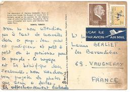 TURQUIE CARTE DE KONYA POUR LA FRANCE 1973 - Cartas & Documentos