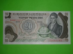 Colombia,20 Pesos,1979.,veinte Pesos Oro,UNC But Slightly Bended On The Left Corner,banknote,paper Money,bill,geld - Colombia