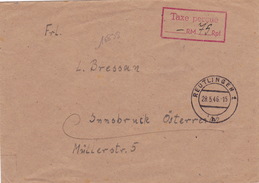 16838# ALLEMAGNE LETTRE DEUTSCH FRANZ. ZONE TAXE PERCUE RM 75 RPF Obl REUTLINGEN 1946 Pour INNSBRUCK OESTERREICH - Sonstige & Ohne Zuordnung