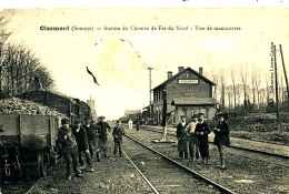 AE 398 / C P A -  OISEMONT  (80)  STATION DU CHEMIN DE FER DU NORD VUE DES MANOEUVRES - Oisemont