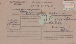 Be - LYON 7(69) Ravitaillement Général Pour Le Maire De ST ETIENNE DE VICQ (03) Carte Postale Fiche De Contrôle - Lyon 7