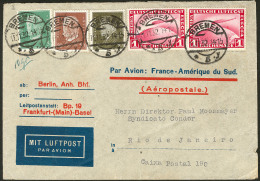 Poste Aérienne. Zeppelin. No 35(2) + Poste 402 + 408 + 411, Obl Cad Bremen 11.11.32, Sur Enveloppe Aéropos - Altri & Non Classificati