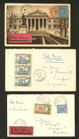 Poste Aérienne. Lot 1923-1931, 2 Enveloppes Et Une CP, Avec étiquettes "Par Avion", Pour La Tunisie Et La - Other & Unclassified
