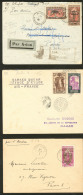 OUBANGUI. Aérogrammes. Nos 50 + 58, 64 Sur 2 Enveloppes De 1934 Pour Paris Et Soudan 65 + 96 Sur Enveloppe Avec G - Other & Unclassified