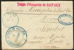 "Troupes D'occupation Du HAUT-GUIR". Griffe Rouge Sur Enveloppe Avec Cad Bleu 9.7.11, Pour La France. - TB - Vide