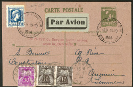 Aérogrammes. Reprise Du Service Postal Aérien Alger-Marseille-Lyon-Paris 25.10.44 (Saul.333), CP Entier Ob - Vide