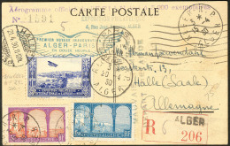 Aérogrammes. Alger-Paris (Saul.90), CP Expo Phil. Afrique Du Nord, Afft Algérie + VS, 20.4.30, Avec Griffe - Vide