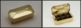 Boîte En Laiton, Style "Art Déco", 2 Comp. Amovibles, Signée "N°38", 110x58x30mm, Superbe - Stamp Boxes