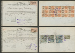 Lot. 1921-1923, "Impôt Sur Le Revenu", Affts Divers Dont N°114(15), Sur 2 Reçus De L'Union Assurance. - - Other & Unclassified