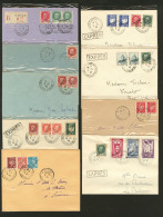 Saint Nazaire. Timbres Surchargés "LIBERATION".9 Enveloppes Dont 4 Express Et Une Recommandée, Affts Diver - War Stamps