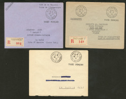 Saint Nazaire. Surchargés Griffe "TAXE PERCUE". Sur 3 Enveloppes Sans Timbres Dont 2 Recommandées. - TB (c - War Stamps
