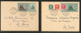 Saint Nazaire. Surchargés "LIBERATION". Nos 8b Et 9b + Divers Poste, Sur 2 Enveloppes Pour La Baule. - TB (cote M - War Stamps