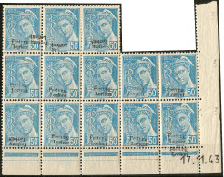 No 4, Bloc De 13 Ex, Cd 17.11.43, Dont 4 Ex Surcharge Renversée Dont Une Double, Gomme Légèrement G - War Stamps