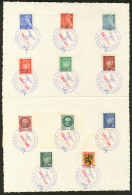 Nos 1 + 2 + 4 + 6 + 7 + 9/13 + 17, Obl Cachet Violet 1 Mai 1945 Sur Feuillet (180x270mm), Superbe. - R - War Stamps