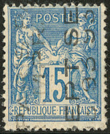 Surcharge 5 Lignes. No 17 (15c Bleu, Quadrillé), Sans Quantième SEPT, Superbe. - R - Other & Unclassified