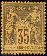 No 93, Violet Gris Sur Jaune, Très Frais. - TB. - R - 1876-1878 Sage (Type I)