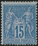 No 90a, Bleu Sur Bleu, Très Frais. - TB - 1876-1878 Sage (Type I)