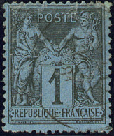 Bleu De Prusse. No 84, Obl Cad, Réparé Mais TB D'aspect - 1876-1878 Sage (Type I)