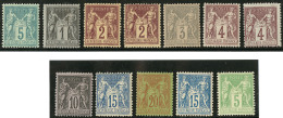 Nos 75, 83, 85, 85a, 87, 88, 88b, 89, 90, 96, 101, 106. - TB - 1876-1878 Sage (Type I)