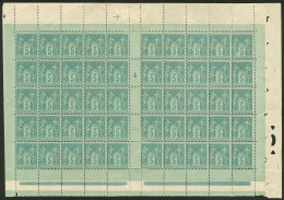 No 75, Vert, Panneau De 50 Ex Mill. 4, 4 Ex * Et Un Ex Def. - TB - 1876-1878 Sage (Type I)