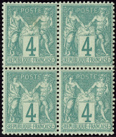 No 63, Bloc De Quatre (un Ex Rousseurs), Très Frais. - TB - 1876-1878 Sage (Type I)