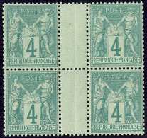 No 63, Bloc De Quatre Interpanneaux, Très Frais. - TB - 1876-1878 Sage (Type I)